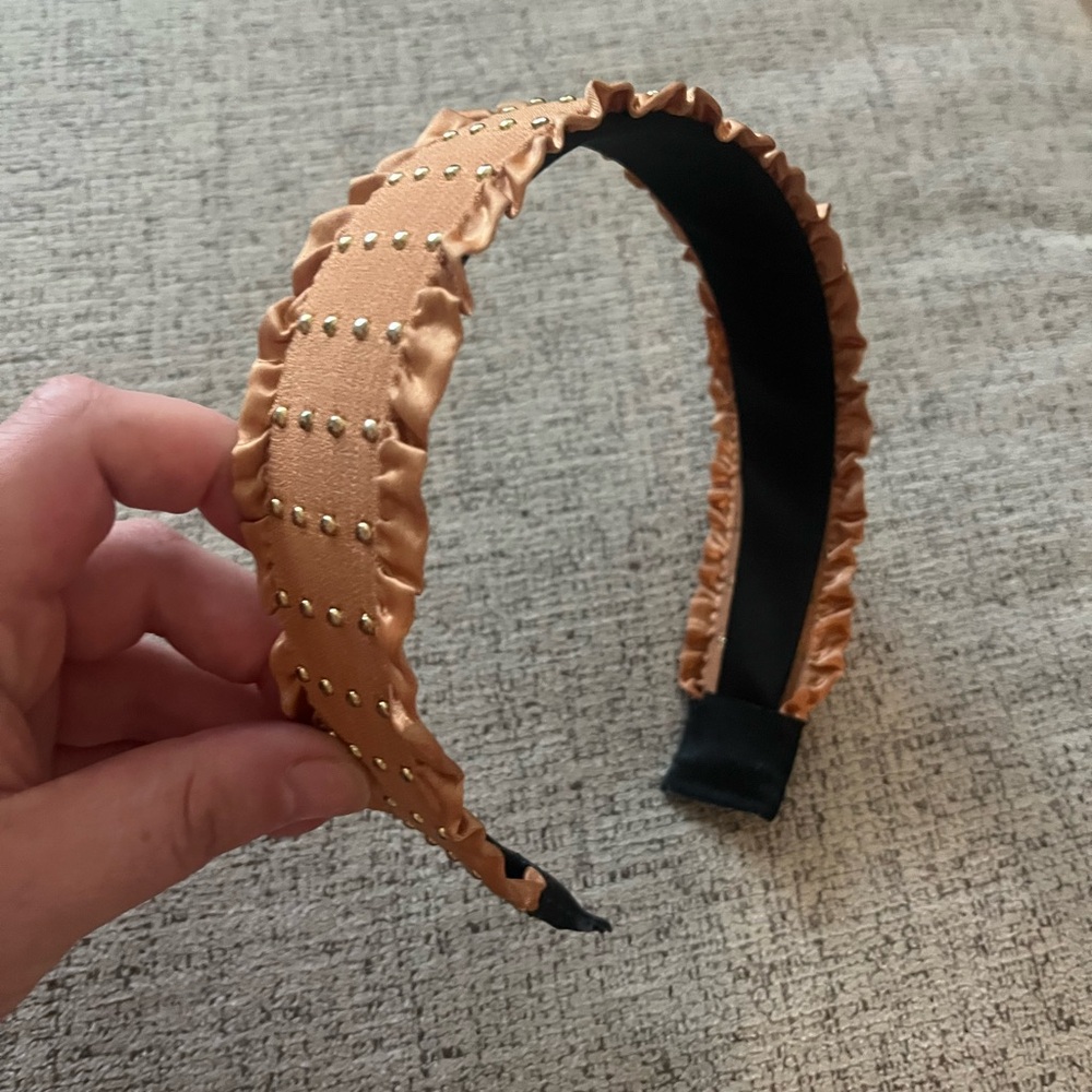 ❤️‍🔥BOGO FREE NWOT Anthropologie Gold Studded Tan Headband Hair Accessory